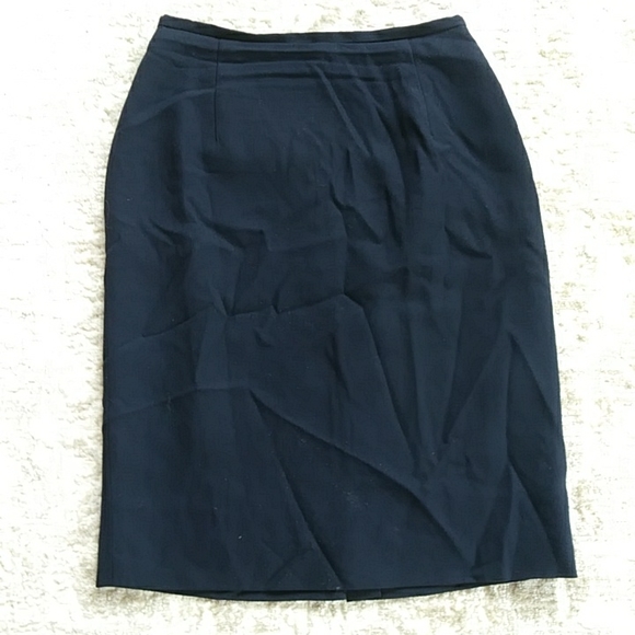 Lauren Ralph Lauren 100% Worsted Wool Lined Skirt Navy Blue Size 2 Petite - Picture 1 of 9